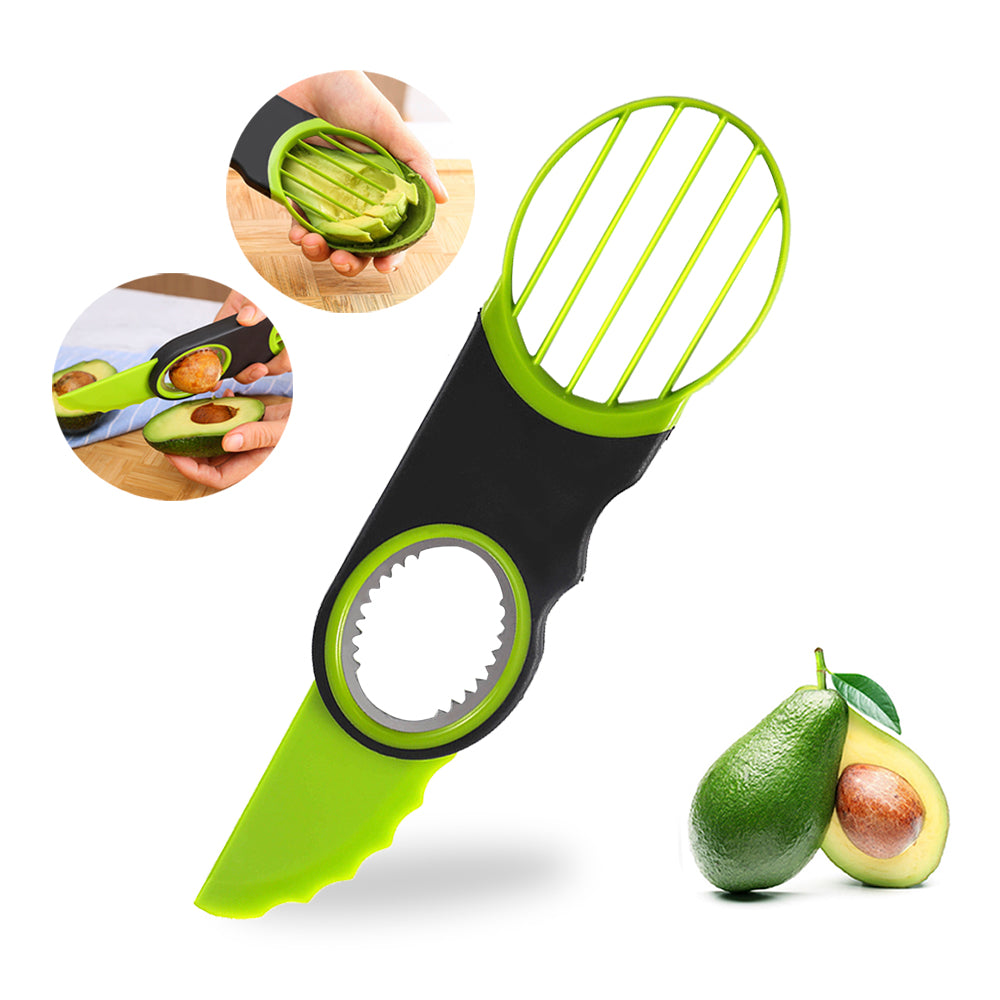 In Stock Kitchen Gadgets 2021 Fruit Vegetable Peeler Avocado Slicer Cutter 3 in 1 Fruit & Vegetable Tools Plastic PP Packing 63g