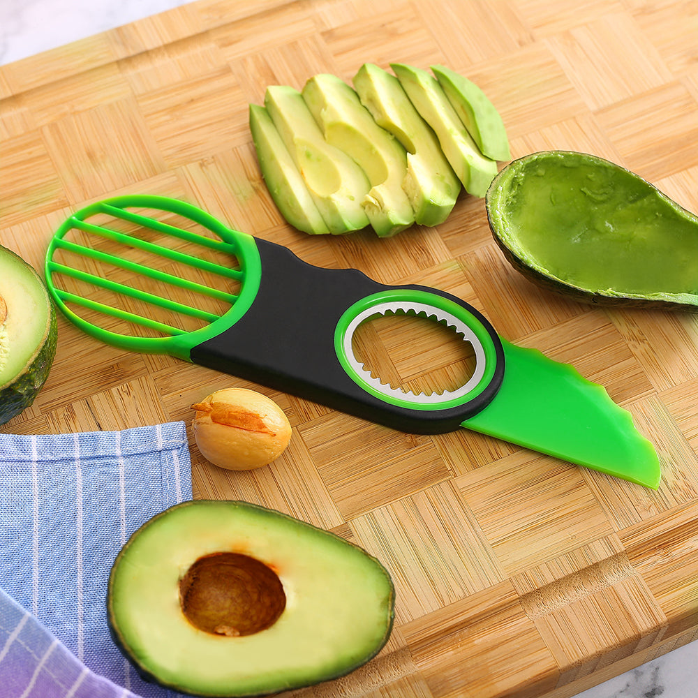 In Stock Kitchen Gadgets 2021 Fruit Vegetable Peeler Avocado Slicer Cutter 3 in 1 Fruit & Vegetable Tools Plastic PP Packing 63g