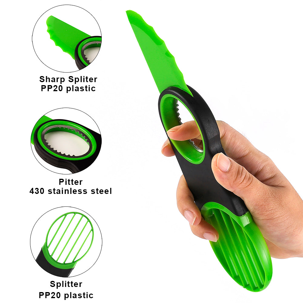 In Stock Kitchen Gadgets 2021 Fruit Vegetable Peeler Avocado Slicer Cutter 3 in 1 Fruit & Vegetable Tools Plastic PP Packing 63g