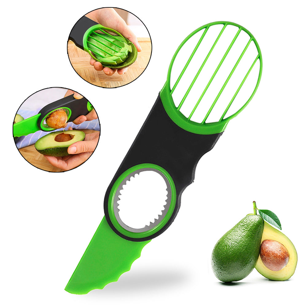 In Stock Kitchen Gadgets 2021 Fruit Vegetable Peeler Avocado Slicer Cutter 3 in 1 Fruit & Vegetable Tools Plastic PP Packing 63g