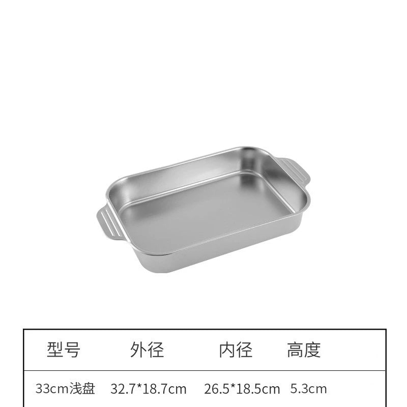 304 Stainless Steel Rectangular Baking Pan With Handle Non-Stick Kitchen Fruit Bread Pastry Deepening Food Bake Tray Bakeware