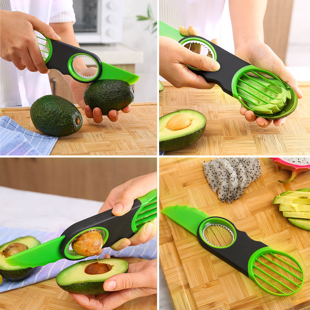 In Stock Kitchen Gadgets 2021 Fruit Vegetable Peeler Avocado Slicer Cutter 3 in 1 Fruit & Vegetable Tools Plastic PP Packing 63g