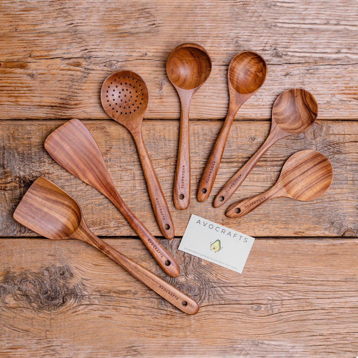 Avocrafts 7 Piece Wooden Kitchen Utensils: No Holder