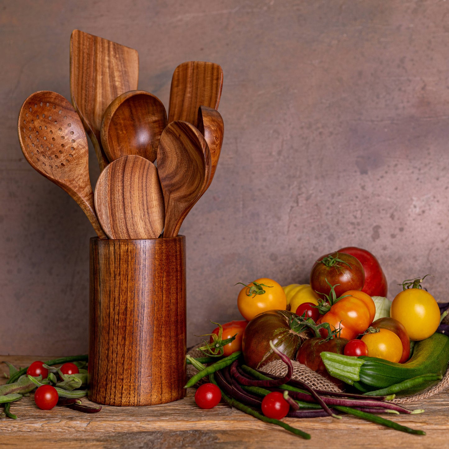 Avocrafts 7 Piece Wooden Kitchen Utensils: No Holder