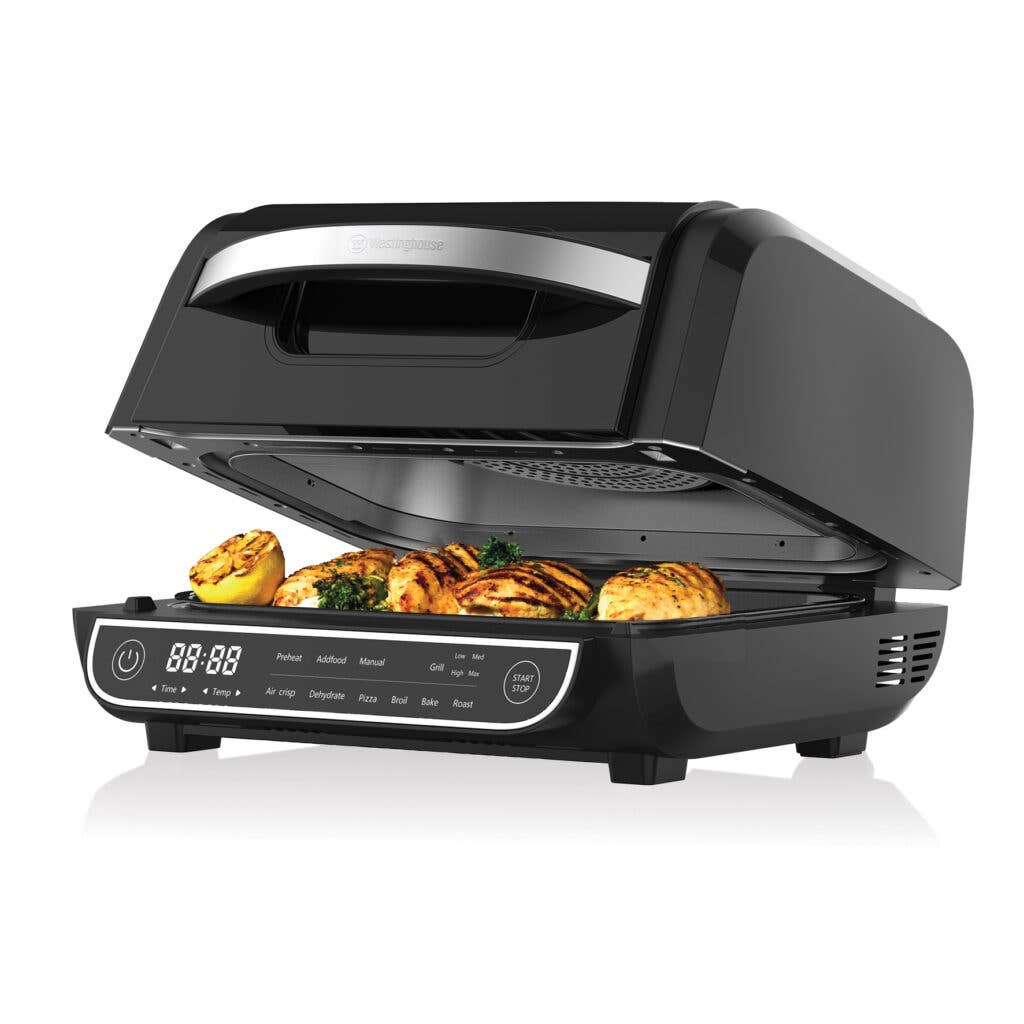 7 in 1 Black Air Grill, XL 6 QT Capacity, Air Fry Roast Bake