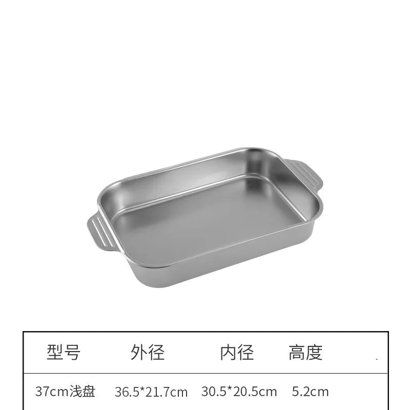 304 Stainless Steel Rectangular Baking Pan With Handle Non-Stick Kitchen Fruit Bread Pastry Deepening Food Bake Tray Bakeware