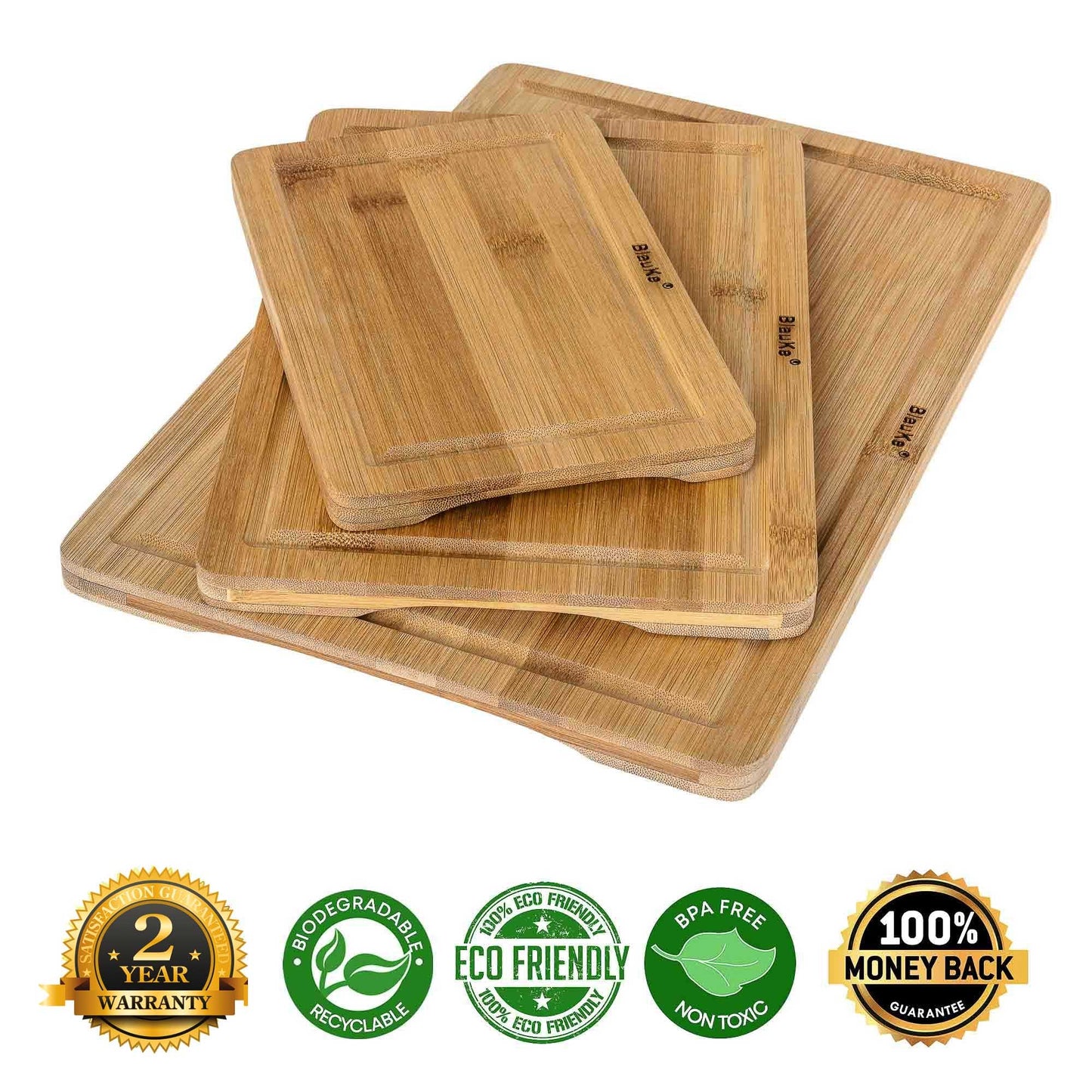 Wooden Cutting Boards for Kitchen with Juice Groove and Handles -