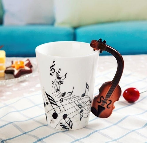 Creative Music Violin Style Guitar Ceramic Mug