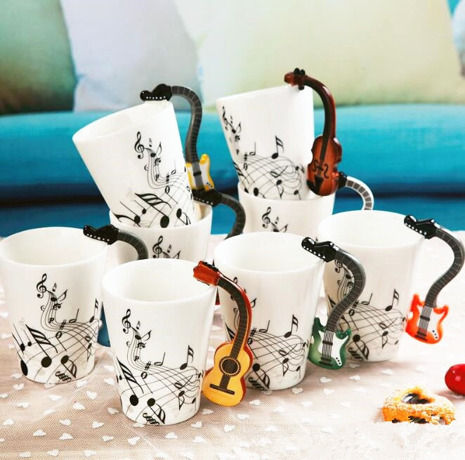 Creative Music Violin Style Guitar Ceramic Mug