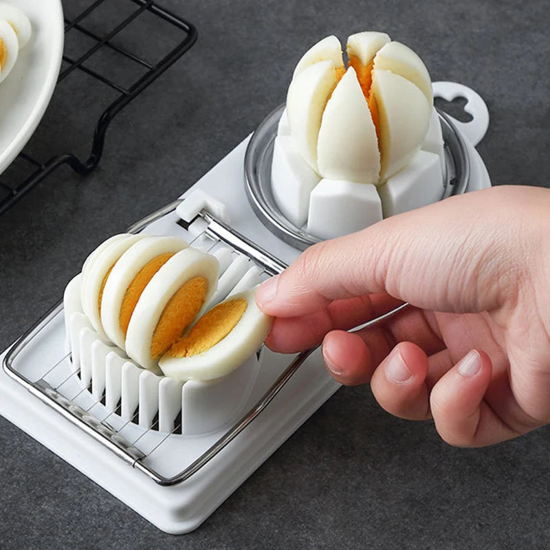 2 in 1 Multifunctional Egg Slicer Stainless Steel Egg Cutter Sectioner