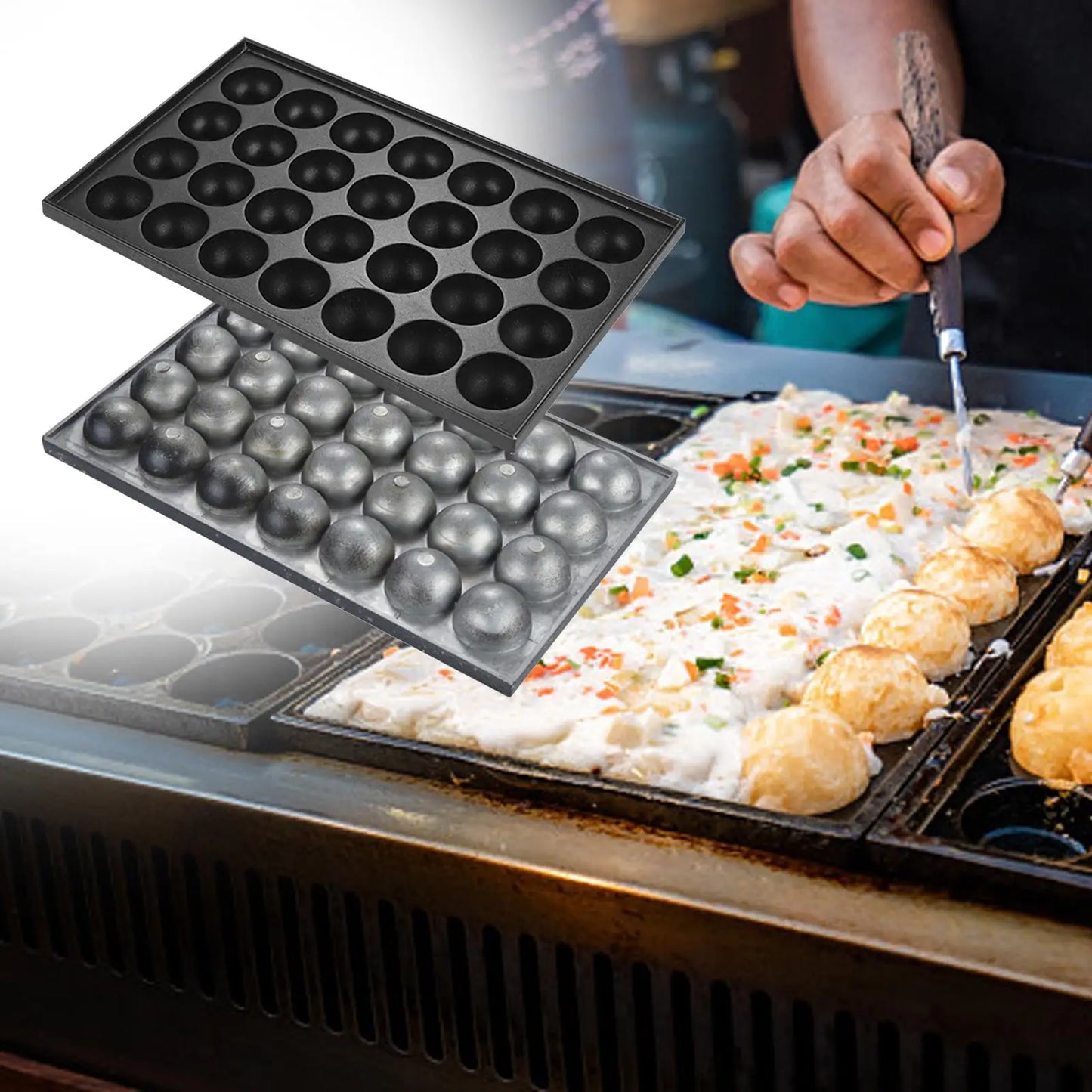 28 Cavities Takoyaki Baking Pan Octopus Meatball Plate Nonstick