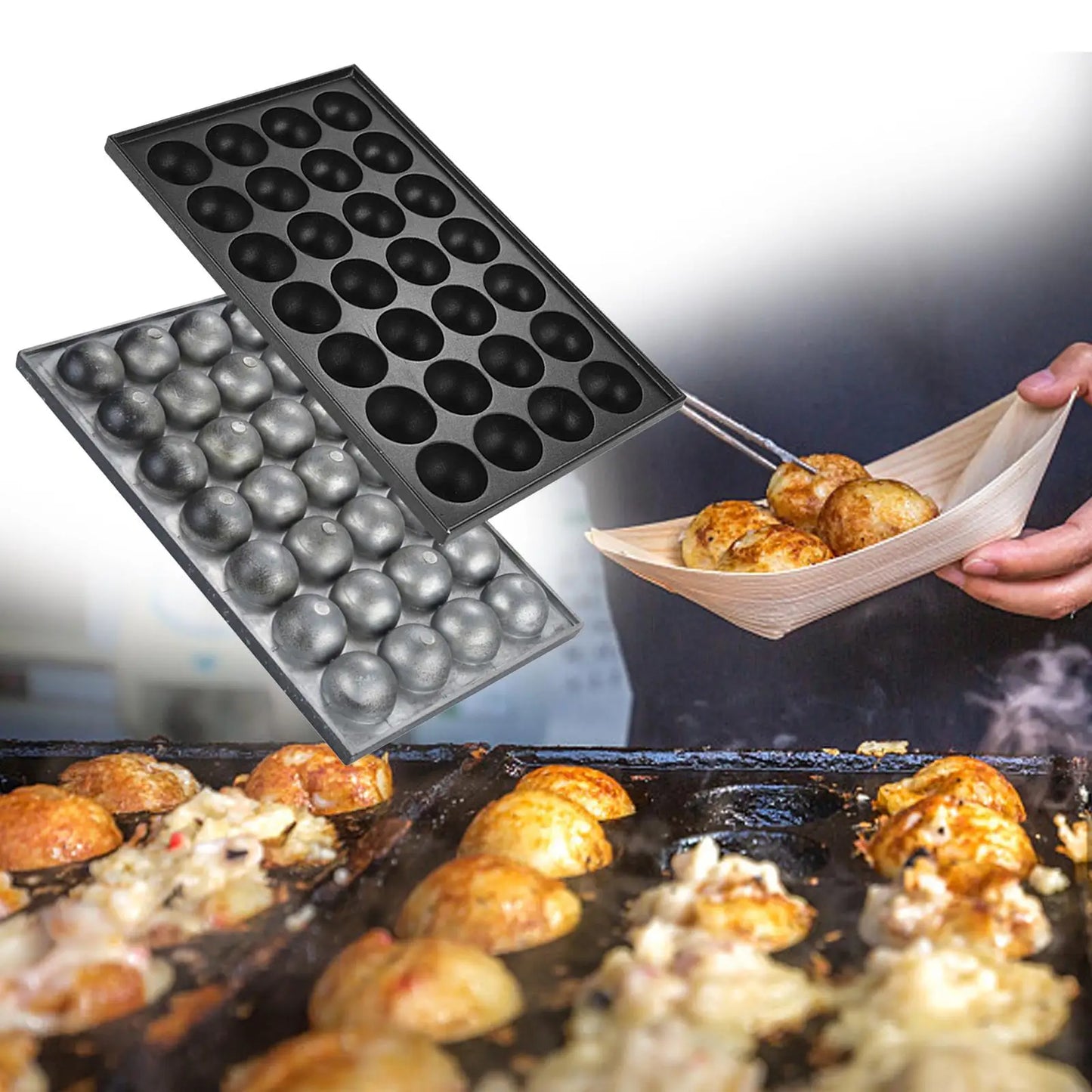 28 Cavities Takoyaki Baking Pan Octopus Meatball Plate Nonstick