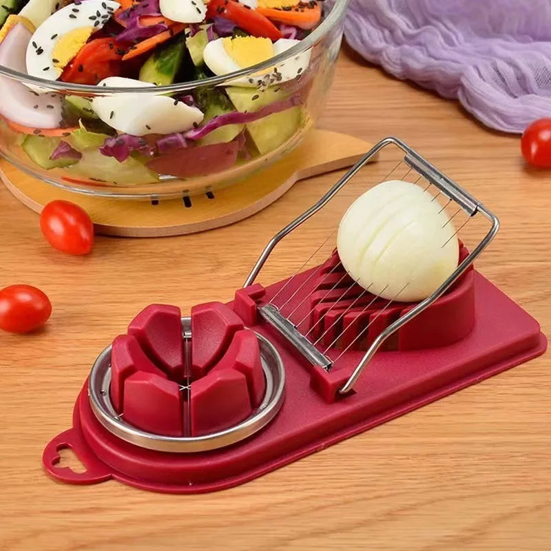 2 in 1 Multifunctional Egg Slicer Stainless Steel Egg Cutter Sectioner