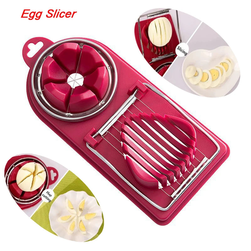 2 in 1 Multifunctional Egg Slicer Stainless Steel Egg Cutter Sectioner