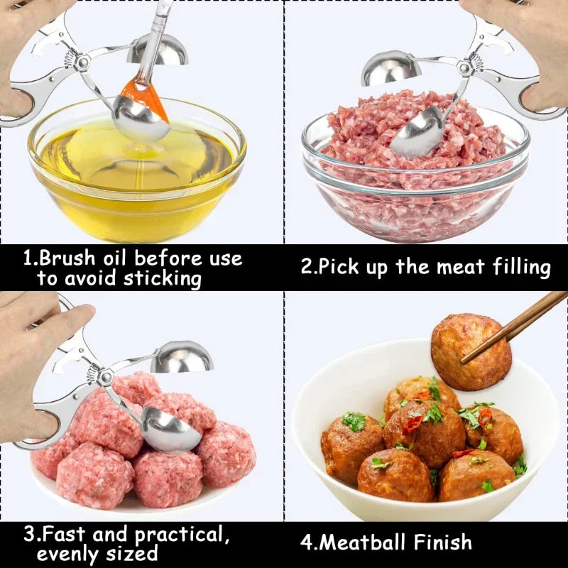 Stainless Steel Meatball Maker Tool Clip Non Stick Stuffed Meat Ball