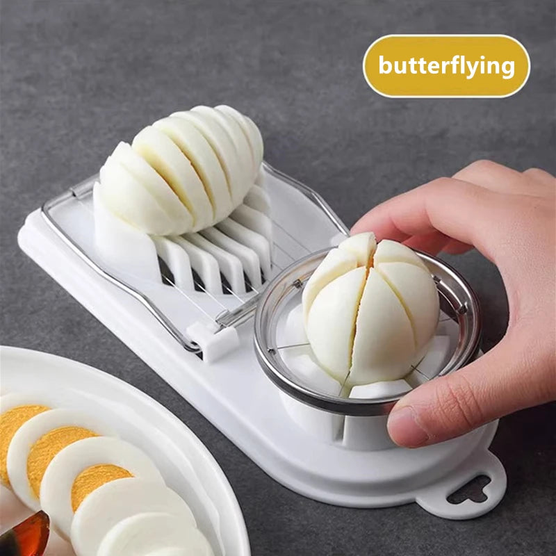 2 in 1 Multifunctional Egg Slicer Stainless Steel Egg Cutter Sectioner