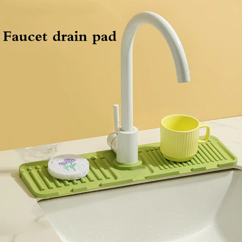 Kitchen Faucet Splash Pad Silicone Sink Faucet Raised Slope Mat Sponge