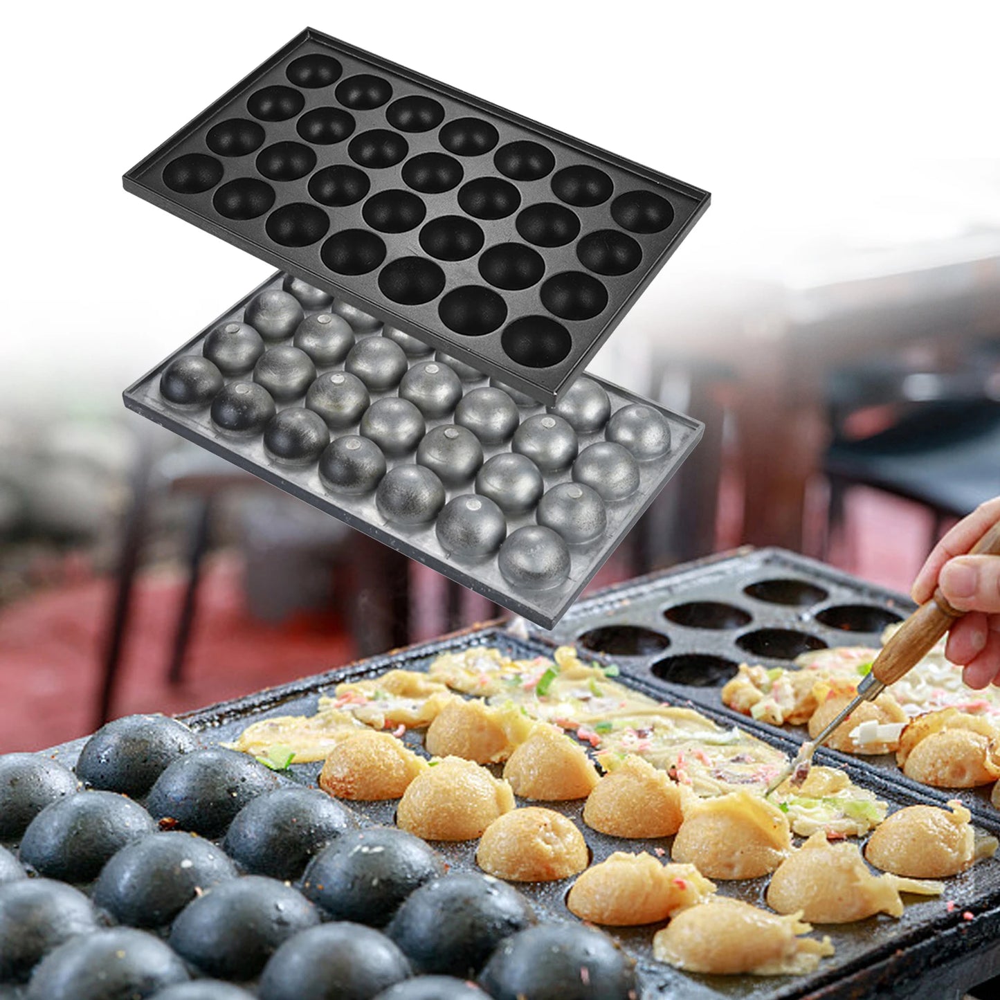 28 Cavities Takoyaki Baking Pan Octopus Meatball Plate Nonstick