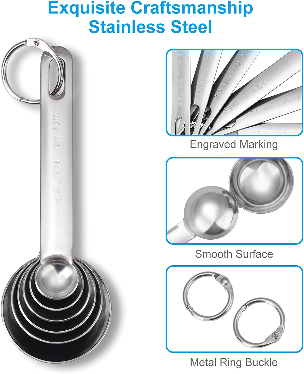 Stainless Steel Measuring Spoons Cups Set | Stainless Steel Kitchen